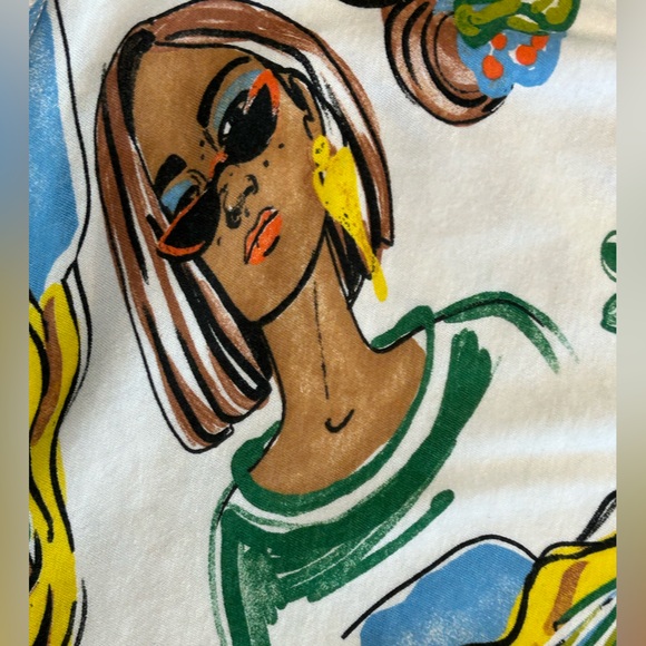 Zara faces pop art graphic boxy maximalist indie sleaze boho urban summery tee S - Picture 5 of 9